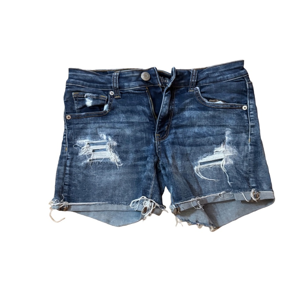 American Eagle Outfitters Blue Distressed Jean Shorts